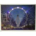 Картина с LED подсветкой: колесо обозрения ночью, выполненная на холсте